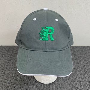 R Flames Baseball Hat Mens OSFA Gray Green Adjustable Strapback Cap Hit Wear